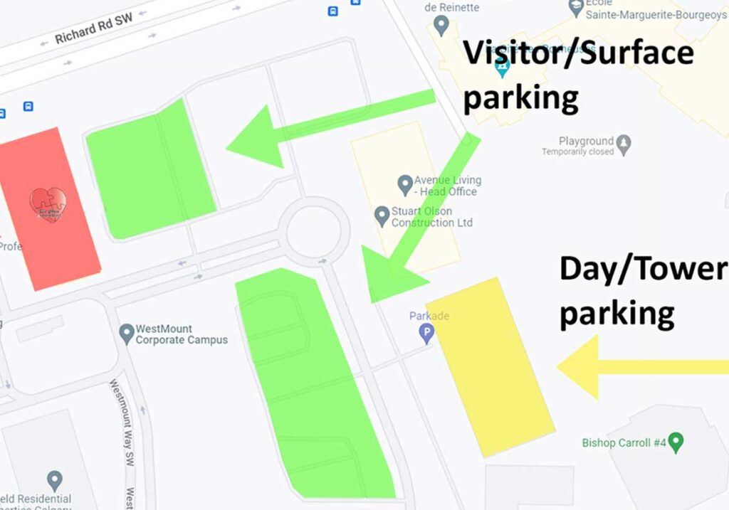 Calgary Therapy Parking Map